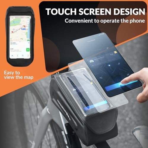 ROCKBROS Bike Phone Bag, [Oversized] EVA Waterproof Bike Top Tube Bag