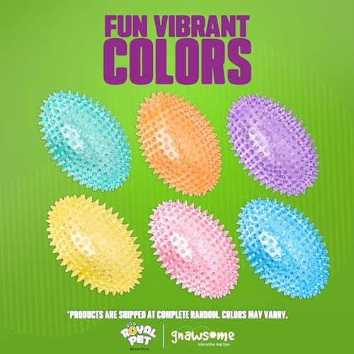 Gnawsome™ 4.5” Spiky Squeaker Football Dog Toy - Large, Cleans Teeth and Promotes Good Dental and Gum Health for Your Pet, Colors Will Vary
