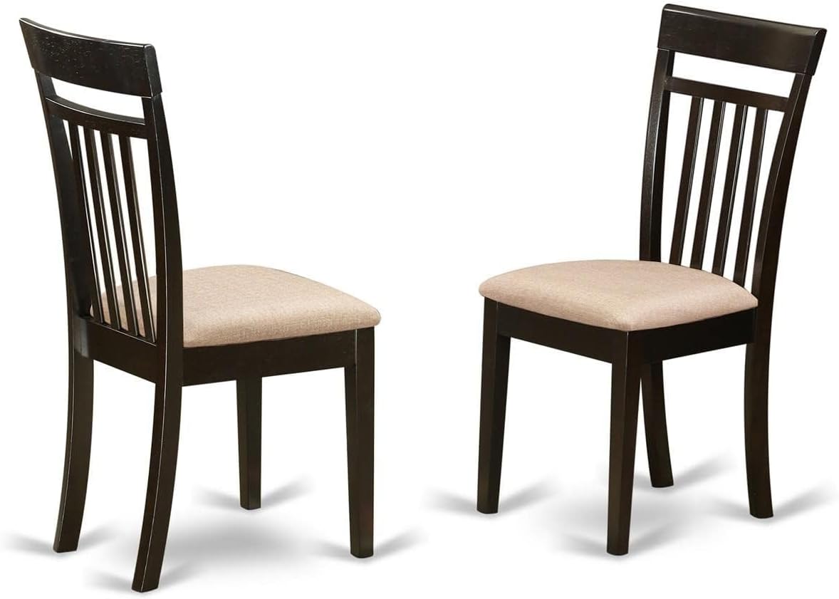 East West Furniture CAC-MAH-LC Capri Kitchen Dining Chairs - Faux Leather Upholstered Solid Wood Chairs, Set of 2, Mahogany