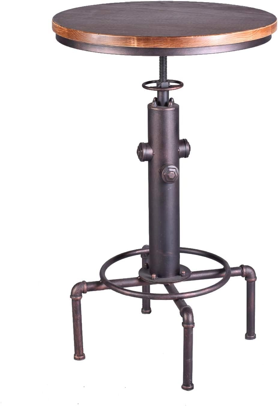 Topower Industrial Bar Table 32.3-38.2" Adjustable Pub Table Kitchen Dining Coffee Bistro Table (Red)