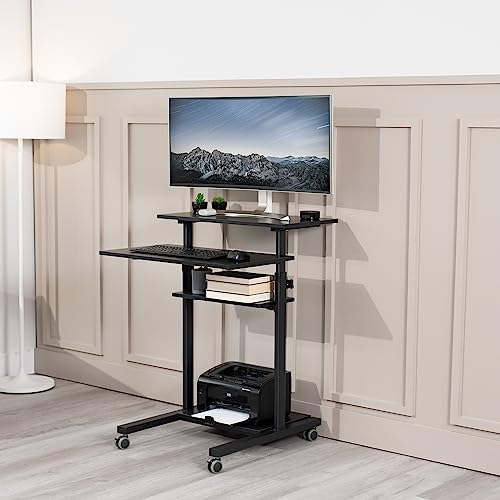 VIVO Black Mobile 28 inch Standing Desk Workstation, CART-V02DB
