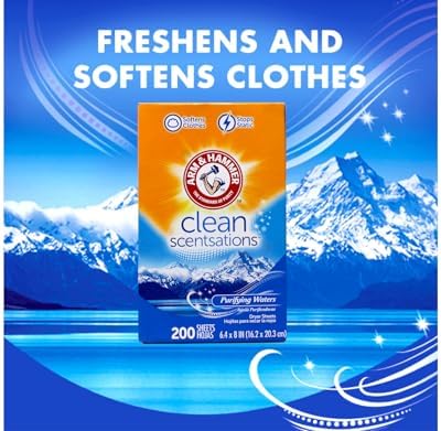 Arm & Hammer Fabric Softener Sheets, Purifying Waters, 200 ct