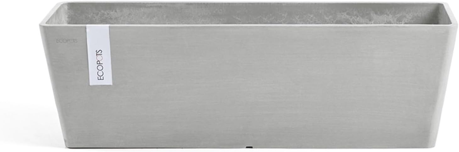 Ecopots Bruges Rectangular Flower Planter, Grey, 21.5" | Modern Style, Durable Recycled-Based Composite Construction, Weather and UV-Resistant, for Indoor/Outdoor Use