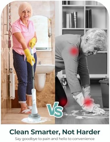 Sweepulire Electric Spin Scrubber for Cleaning, Shower Scrubber | with Long Handle, 2 Spin Speeds