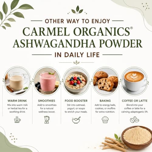 CARMEL ORGANICS Organic Ashwagandha Root Powder 8 Ounce