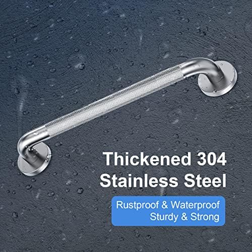 18 Inch Shower Grab Bar, 500lbs, Brushed Nickel Knurled, 2 Pack | 304 Stainless Steel, Fully Welded, ADA Compliant