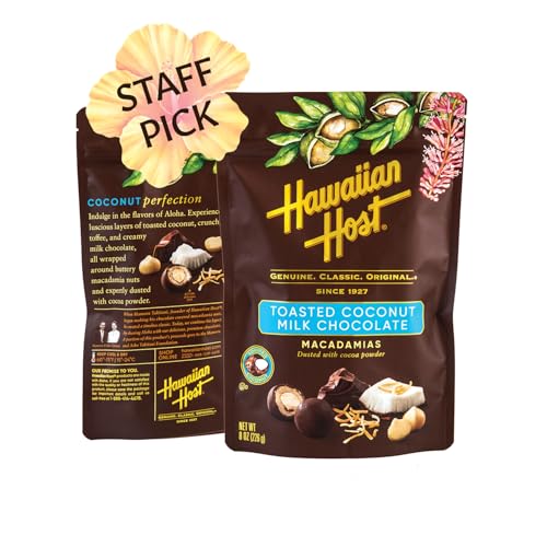 Hawaiian Host Paradise Collection - Toasted Coconut Milk Chocolate Macadamia Nuts - 8 Oz Bag