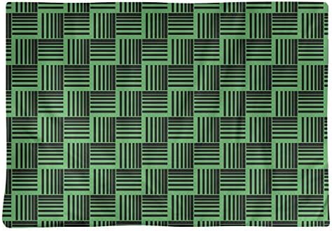 Dana Strider Black & Color Basketweave Stripes Table Placemat, 18 x 14, Green