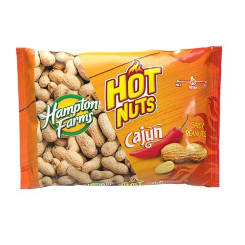 Hampton Farms Fancy Roasted In-Shell Cajun Peanuts, USA Grown, 10 oz Bag | Bold spicy Cajun roasted in-shell peanuts, USA grown, all natural, great for snacking and game day