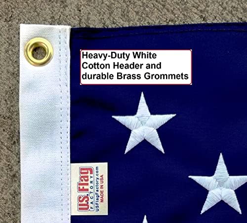 US Flag Factory - 6x10 FT US American Flag (Embroidered Stars, Sewn Stripes) Outdoor SolarMax Nylon Flag - Made in America - Premium Quality (6x10 FT)