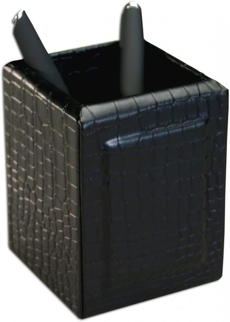 Dacasso Black Crocodile Embossed Leather Desk Set, 10-Piece