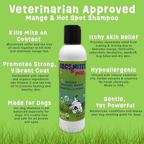 Dogs Plus Vitamin C Dog Shampoo | All Natural Dermatitis, Demodex Mange, & Hot Spot Treatment for Dogs | Fast and Effective Itch Relief (6 oz)