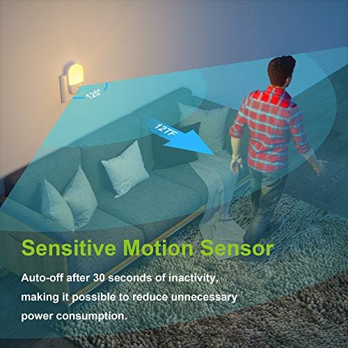 MAZ-TEK Plug in Motion Sensor Dimmable Night Light, Soft Warm White LED Nightlight with Dusk to Dawn Motion Sensor, Adjustable Brightness for Bedroom