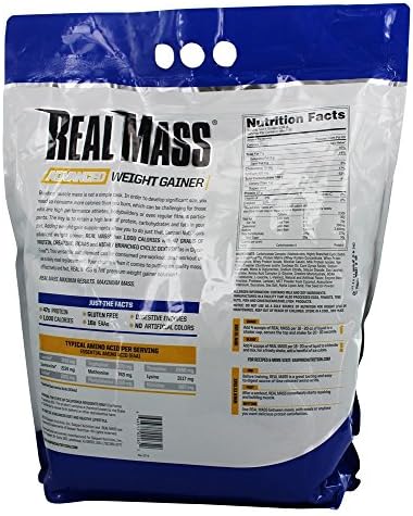 Gaspari Nutrition Real Mass: Advanced Weight Gainer, Protein and Complex Carb Blend, 50g Protein, 16g EAAs, Gluten-Free, 12 lbs (Vanilla Milkshake)
