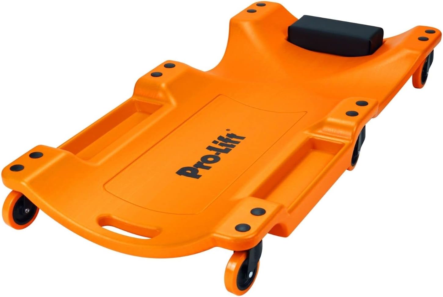 Pro Lift Mechanic Plastic Creeper 40 Inch - Blow Molded Ergonomic HDPE Body with Padded Headrest & Dual Tool Trays - 350 Lbs Capacity Red