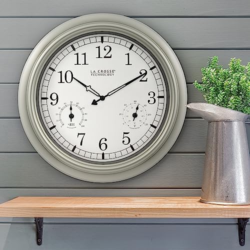 La Crosse Technology WT-3181PL-Q Quartz Time Analog Indoor/Outdoor Wall Clock, 18"