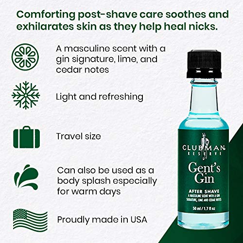 Clubman Pinaud Gent’s Gin After Shave Lotion – Masculine Scent with Gin, Lime & Cedar Notes, Refreshing Aftershave for Men, 6 oz