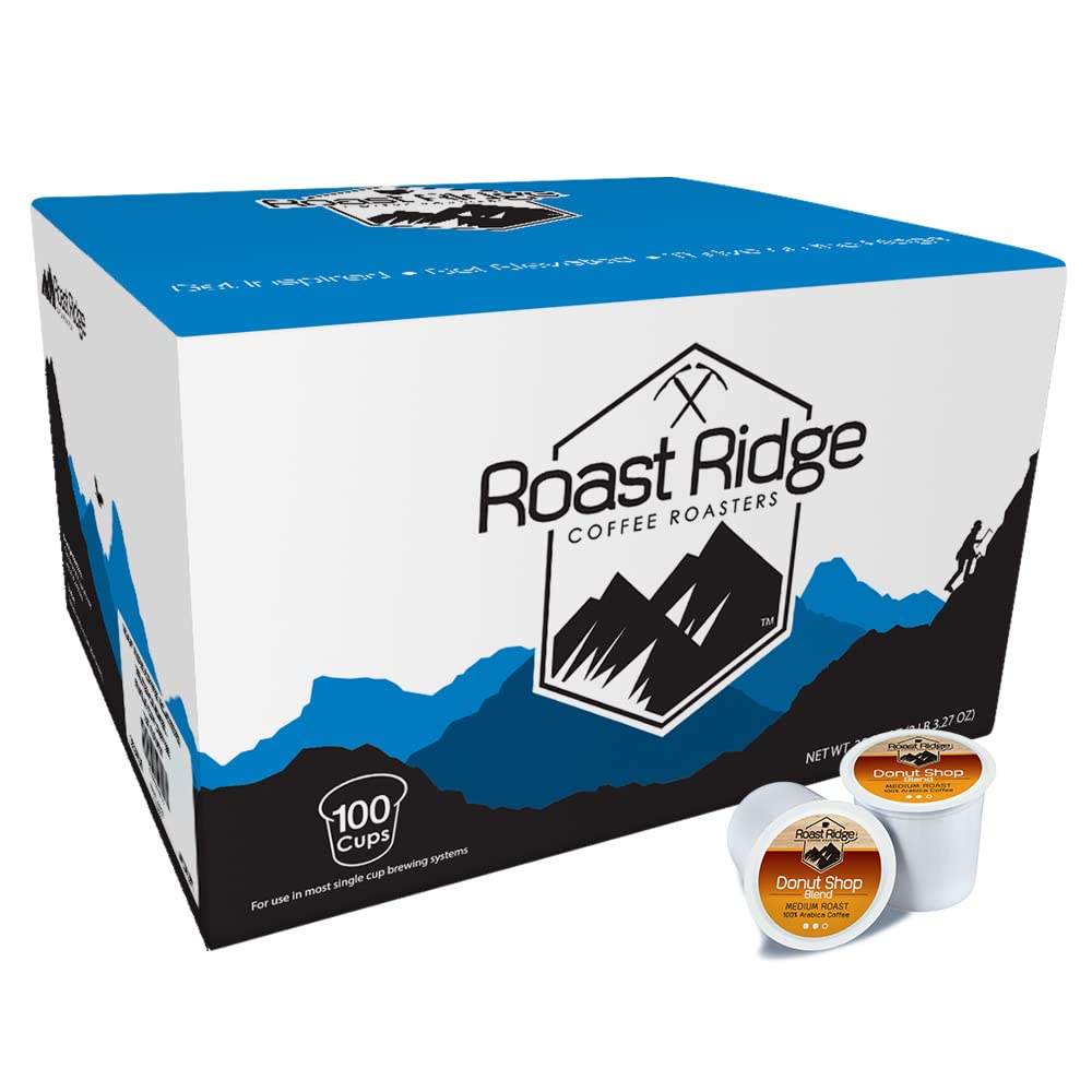 Roast Ridge Single Serve Coffee Pods for Keurig K-Cup Brewers, Variety Pack, Light Roast, Medium Roast, Dark Roast, 100 Count (25 Each: Breakfast Blend, Donut Shop, French Roast, Colombian)