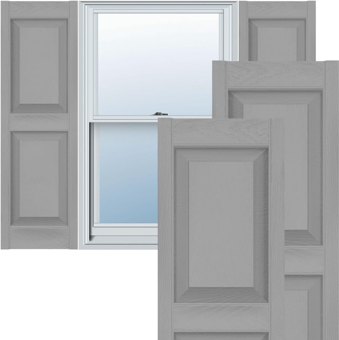 Ekena Millwork Lifetime Vinyl LP2S14X06300BL Standard Two Equal Panel Vinyls, Raised Panel Vinyl Shutters, w/Installation Shutter-Lok's & Matching Screws (Per Pair), 14.75"W x 63"H, Black