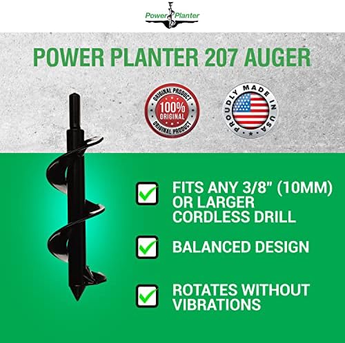 Flower Planting Auger & Grass Plug Tool - Compact Auger Drill Bit for Planting Flowers & Grass Plugs - Garden Digging Tool for Soil & Sand - 2" x 7"