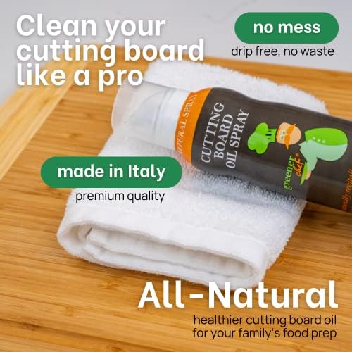 Greener Chef Non Toxic Cutting Board Oil - Innovative Spray for No Mess and Less Waste - Pure Italian Walnut Oil Conditioner for Wood Butcher Blocks