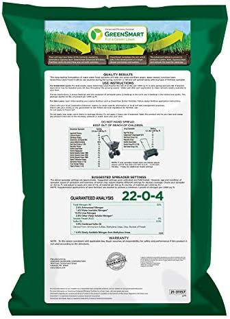 GreenView Lawn Food 48 lb. Bag, Covers 15,000 sq. ft. | 22-0-4 NPK formula - Restores soil nutrients - 8 weeks continuous feeding