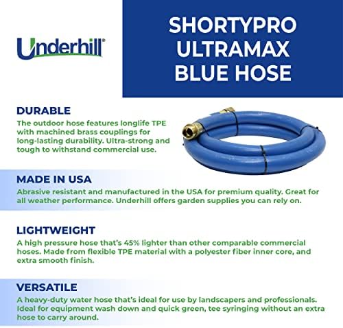 UltraMax Commercial Garden Water Hose 50 ft, Lightweight, Flexible, Anti-Kink, All Weather, 1200 psi, H75-050B, 3/4 Inch x 50 ft, Blue