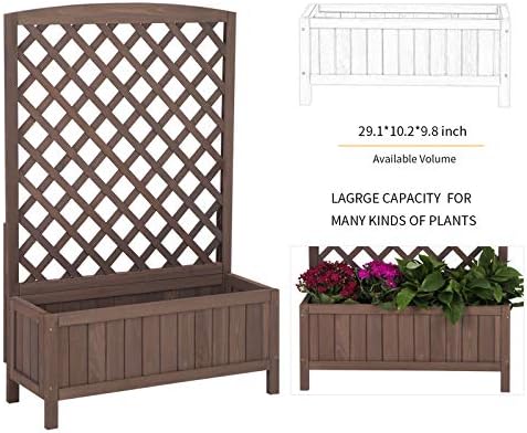 Aivituvin Planter with Trellis Raised Garden Bed Large Garden Box Outdoor for Flower Standing Vertical Lattice Panels for Vine