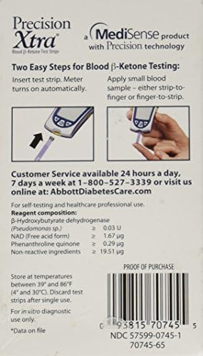 Precision Xtra Blood Ketone Test Strips - 10 ea - In Box
