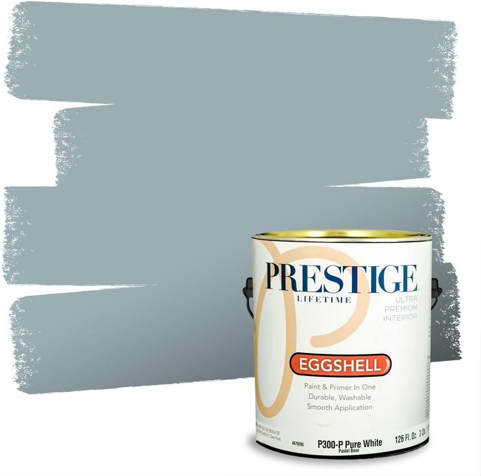PRESTIGE Paints E100-T-SW6241 Exterior Paint and Primer in One, 1-Gallon, Flat, Comparable Match of Sherwin Williams Aleutian, 1 Gallon, SW18-Aleutian