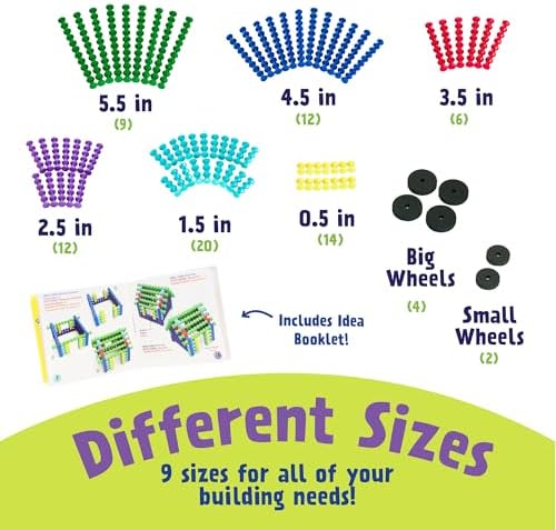 POPULAR PLAYTHINGS Playstix, Starter Set 80 Piece, Building Sticks Kit | for Kids Ages 4 and Up, Construction Stem Building Toy Gift, for Boys & Girls