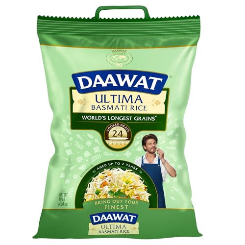 Daawat Traditional Basmati White Rice - 10 lb Bag | Authentic Extra Long Grain Basmati Rice - Great for Curries, Pilafs & Indian Recipes - Cook in Microwave or on Stove Top