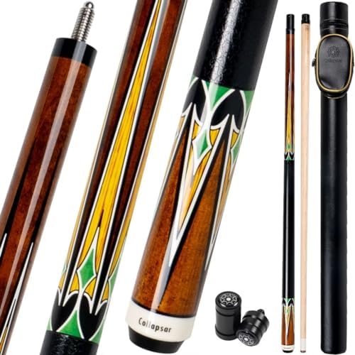 Collapsar CA Pool Stick with 1X1 Hard Case 58" Billiard Cue Stick | Canadian Maple Shaft with 13mm Cue Tip,19-21 oz Professional Pool Cue Set