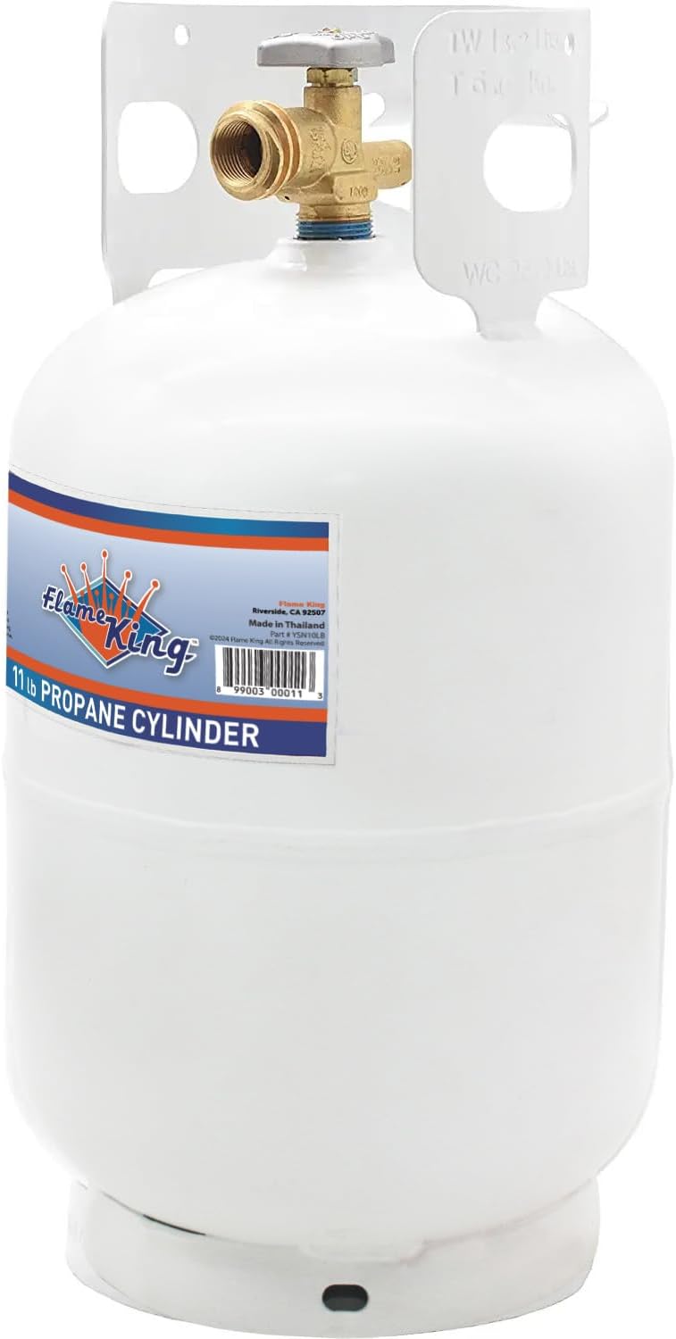 Flame King 10LB Steel Propane Tank Cylinder with Type 1 Overflow Protection Device Valve, Great for Camping, Fire Pits, Heaters, Grills, Overlanding