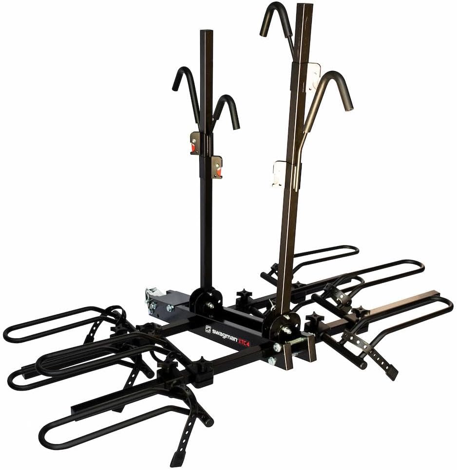 Swagman XTC2 Hitch Mount Bike Rack – Platform Carrier for 2 Bikes, Ratcheting Hook System, Compact Clam-Shell Folding Design | Platform Carrier for 2 Bikes, Ratcheting Hook System, Compact Clam-Shell Folding Design, 1-1/4" or 2" Hitch Receiver