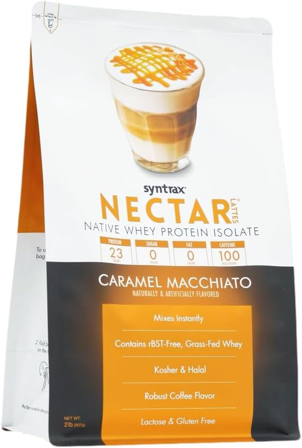 Syntrax Nectar Lattes 100% Whey Protein Isolate Powder, Cappuccino, 2 lb