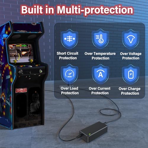 12V Charger for ARCADE1UP Riser Cocktail Table Arcade 1up Game Machine | Power Cord Adapter for Arcade1up RYJ0136PAU0 RYJ0136PAU1 RYJ0136PAU2