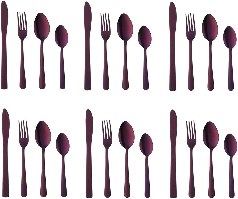 BuyGo Rainbow Silverware Set Flatware Set Stainless Steel Colorful Dinnerware Set 16-Piece Multicolor Cutlery Set, Service for 4