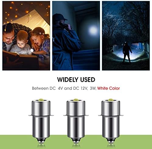 Honoson 3 Pcs 6-24V LED Flashlight Bulbs 3w Dc Replacement