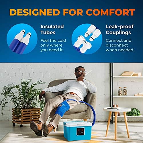 PhysioNatural Cold Therapy Ice Machine for Knee Surgery Recovery – Programmable Continuous Cryotherapy System with Adjustable Knee Pad for Post-Op