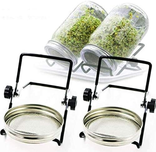 Sprouting Jar Lid (32oz Glass Jars) with 4 Pack Stainless Steel Sprouting Stands for Wide and Wide Mouth Mason Jar for Growing Organic Sprouts