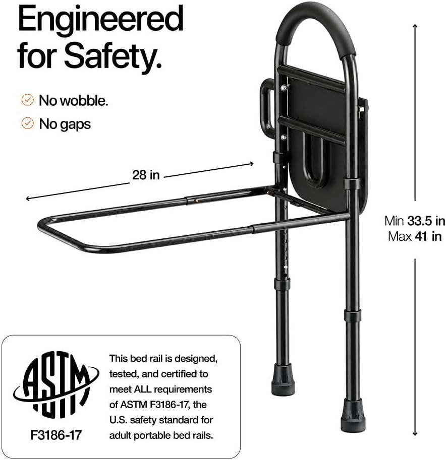 Medical king Bed Rails for Elderly Adults Safety Bed Assist Rails for Seniors with Adjustable Heights ASTM Approved Easy to get in or Out of Bed