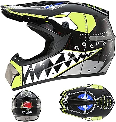 Motocross Offroad Helmet Dirt Bike Street Helmet Motorcycle Helmets ATV BMX MX Helmet with Gloves Goggles Mask for Unisex Youth Kids DOT / FMVSS 218