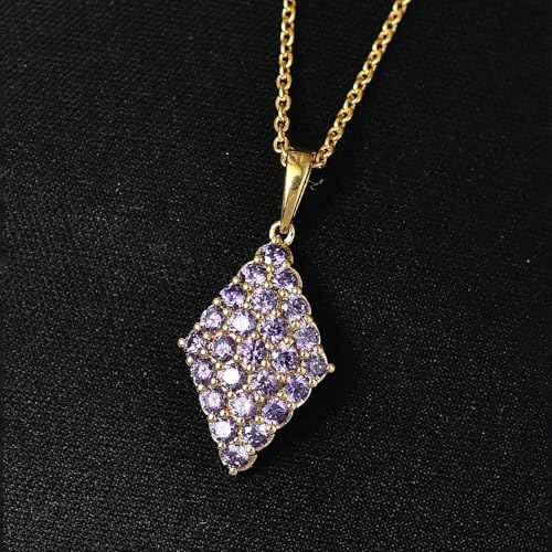 Amethyst Color Cubic ZirconiaPendant Steel Necklace 20"
