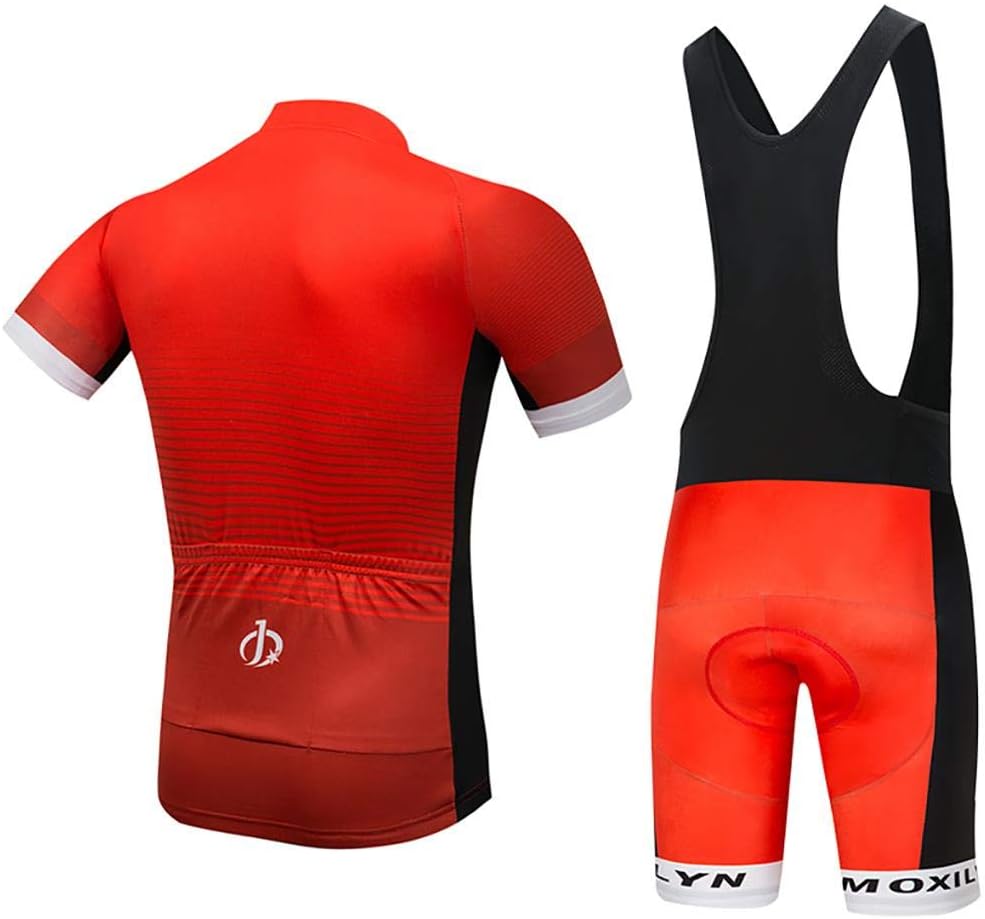 Men's Quick-Dry Cycling Jersey Set Road Bike Bicycle Shirt + Bib Shorts with 9D Gel Pad MTB Riding Clothing Kit