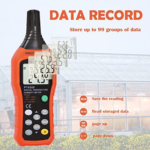 Digital Temperature Humidity Meter, Thermometer Hygrometer with Ambient Dew Point and Wet Bulb Temperature Indoor and Outdoor