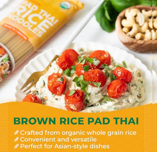 Lotus Foods Organic Brown Rice Pad Thai Noodles, Vegan - 8 Oz (Pack of 1) | Asian Style Noodles for Stir Fry, Gluten Free, Whole Grain, Non GMO