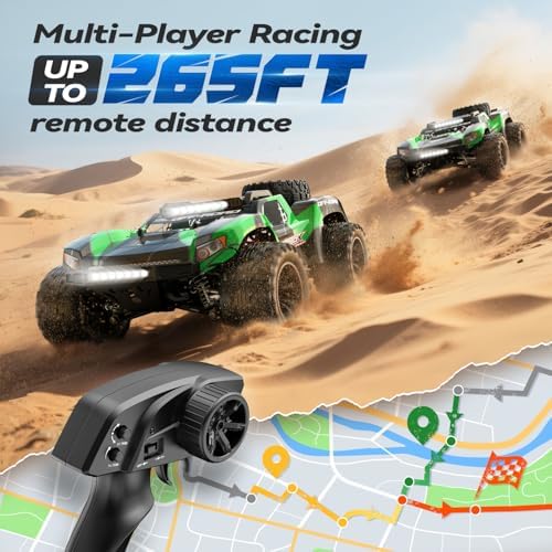 JM Racing 1:12 RC Car, 40KPH 4WD Off-Road Monster Truck for Adults and Kids | Rechargeable Battery, Waterproof RTR Design, LED Lights, Spare Tire