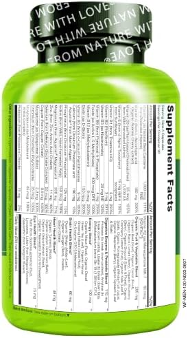 NATURELO Men's Multivitamins - Whole Food Multivitamin for Men, 120 Caps | Vitamins, minerals, vegetarian capsules, energy, brain, heart, eye health*