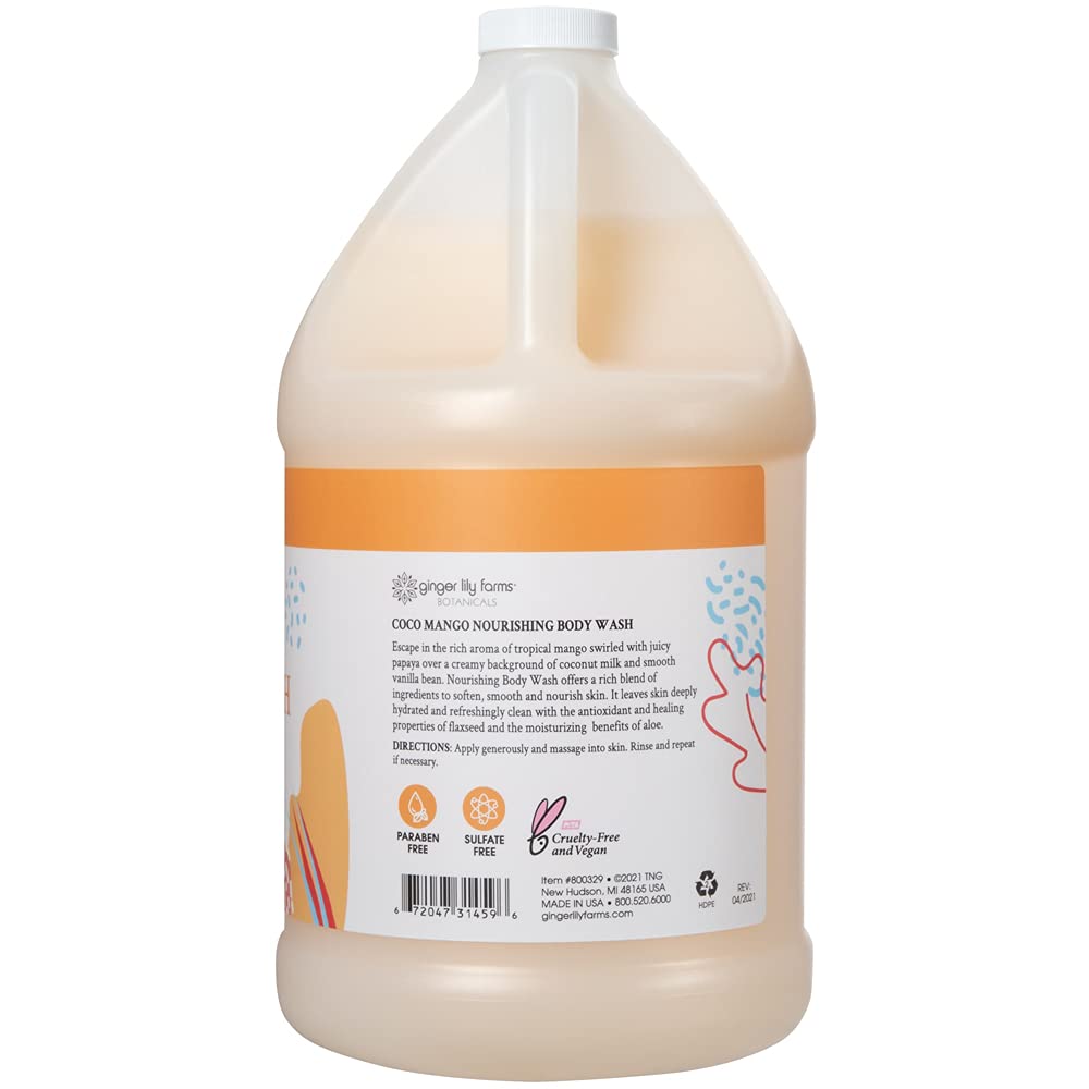 Ginger Lily Farms 1 gal Nourishing Body Wash, Citrus Blend Scent | for Hands, Body & Hair, Moisturizing Wash, Salon Wash, Spa Cleanser, Salon & Spa Essentials, Manicure & Pedicure Supplies